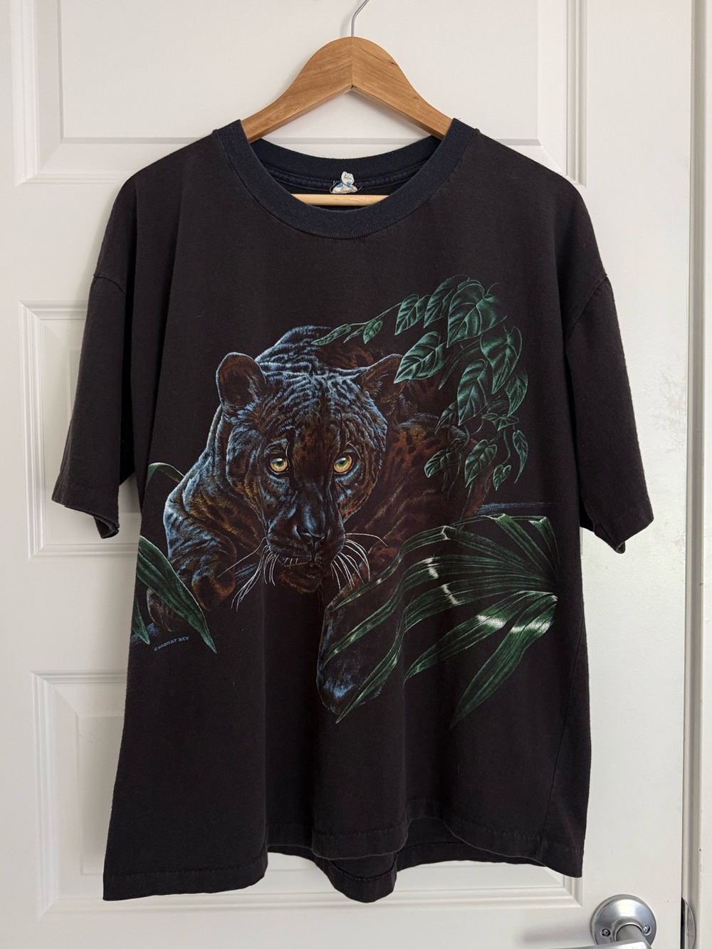 Vintage 90s Habitat XCV Black Panther Tiger Men’s Double Sided T Shirt AOP XL